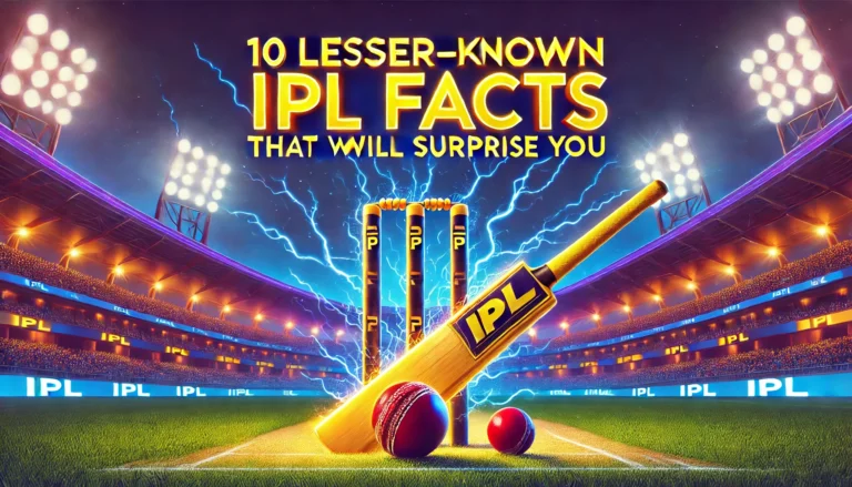 DALL·E 2025-03-16 01.11.56 - A visually striking title image for '10 Lesser-Known IPL Facts That Will Surprise You.' The image features a vibrant cricket stadium at night, illumin