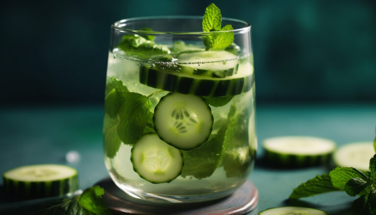 Green cucumber mojito, a refreshing summer cocktail generative AI
